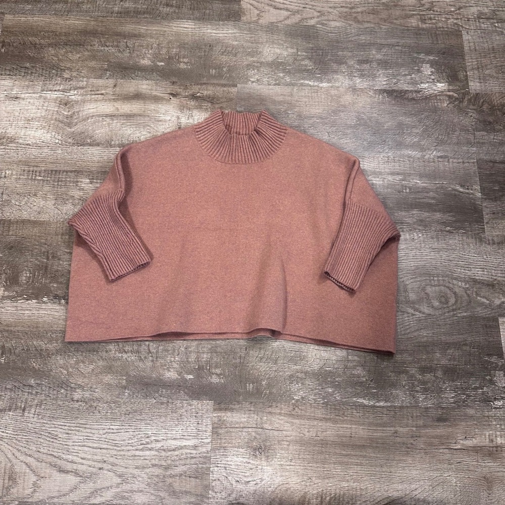 Kerisma Ryker Mock Neck Poncho Sweater M5154 Dusty Rose Oversized OS Womens